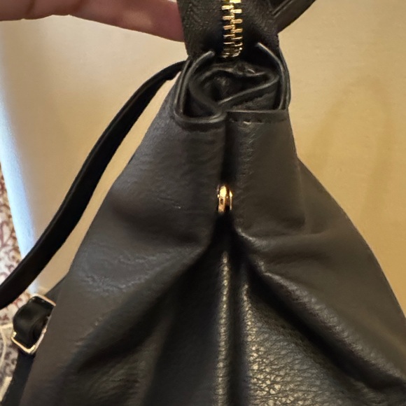 LOW START!!!! NWOT Black Leather Backpack with Front Zipper - Picture 3 of 5